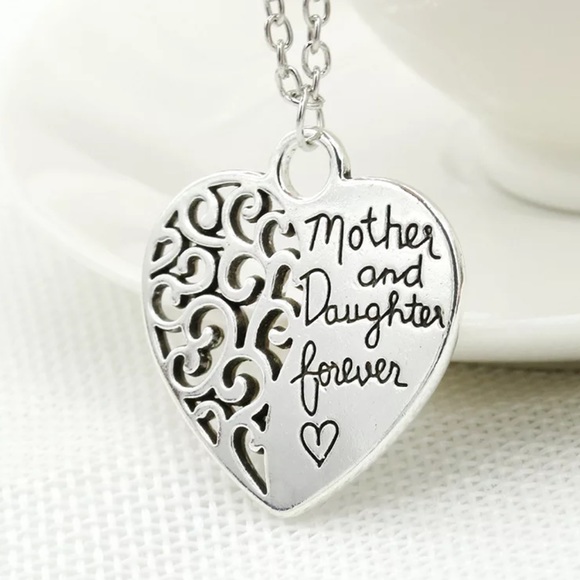 Mother and Daughter Love Forever Heart Necklace - Picture 2 of 4